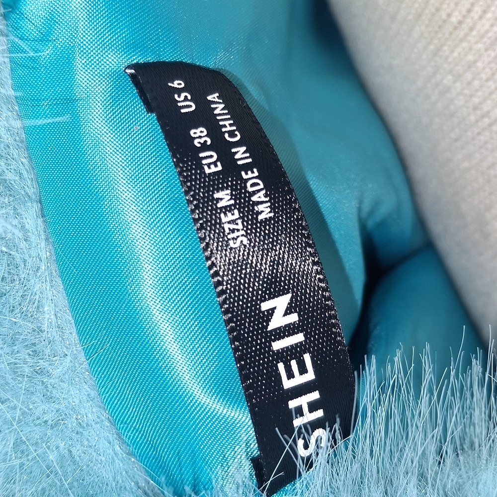 SHEIN /Light Aqua Blue Teddy Jacket- W Sz Medium - Picture 5 of 6